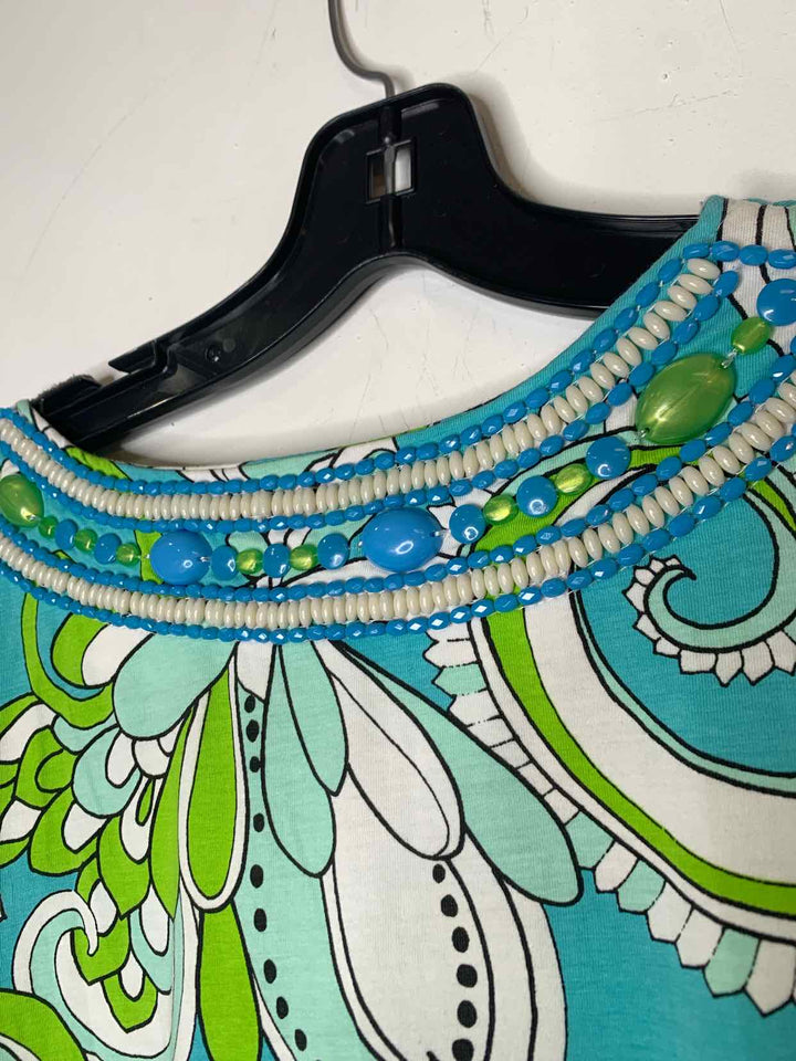 Women Size L Key Lime & Pink Teal long sleeve dress