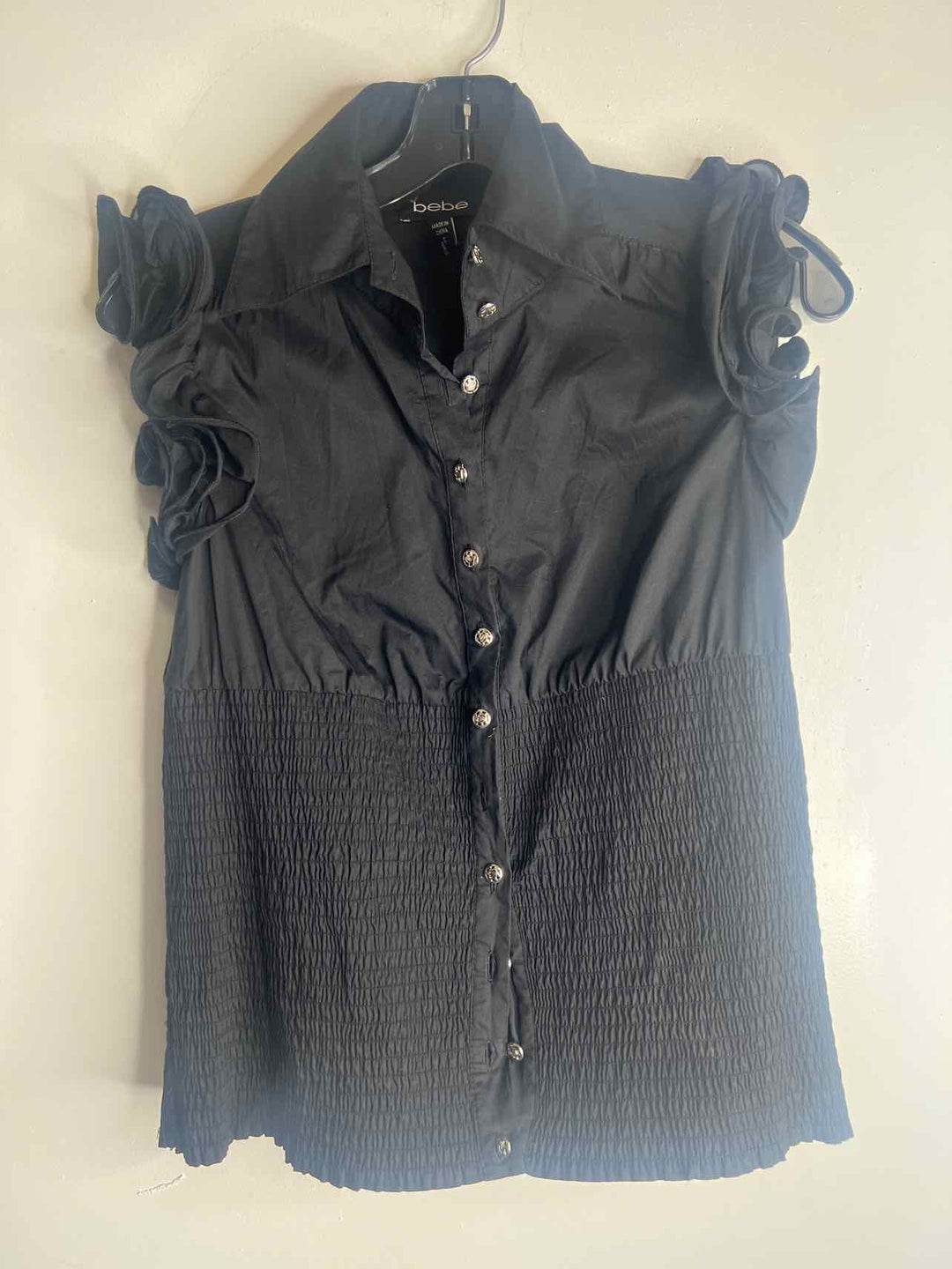 Bebe Women Size S Black short sleeve top