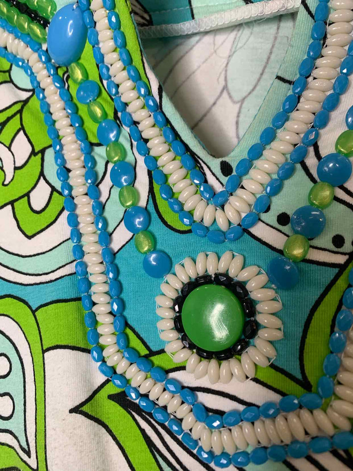 Women Size L Key Lime & Pink Teal long sleeve dress