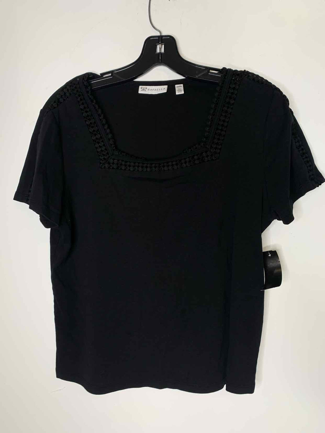 Rafella Women Size L Black short sleeve top