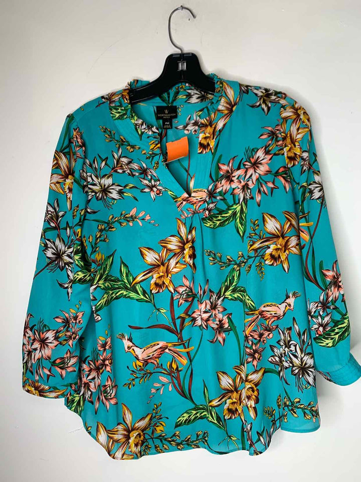 Worthington Women Size M Teal long sleeve top