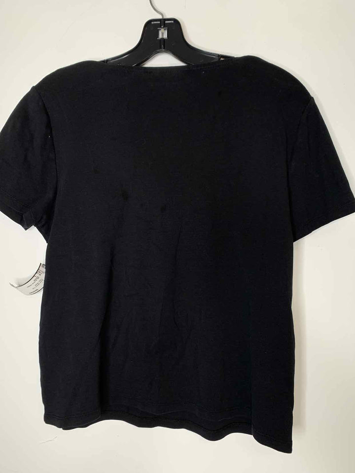 Rafella Women Size L Black short sleeve top