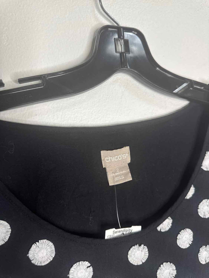 Chicos Size 2 Black short sleeve top
