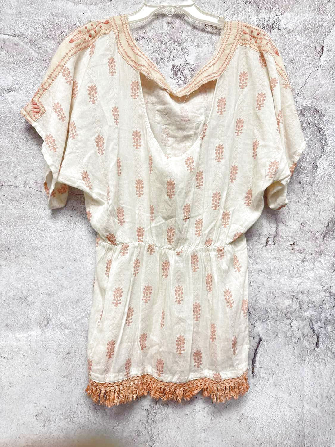 Free People Size S Ivory Scoop Neck short sleeve top