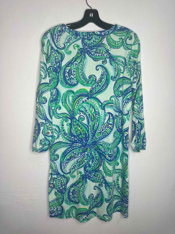 Lilly Pulitzer Size M Green Paisley 3/4 sleeve dress