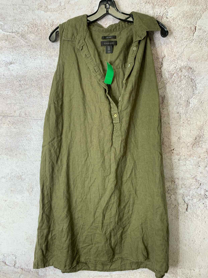 Women Size 1X Tahari Olive sleeveless dress