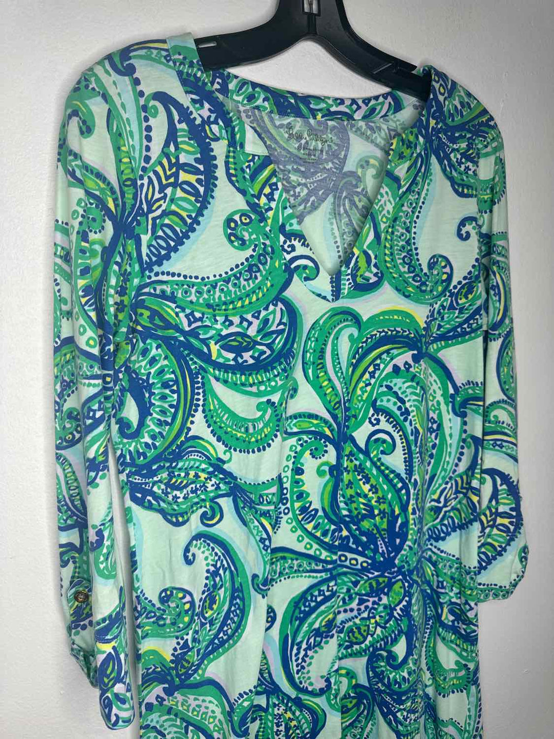 Lilly Pulitzer Size M Green Paisley 3/4 sleeve dress