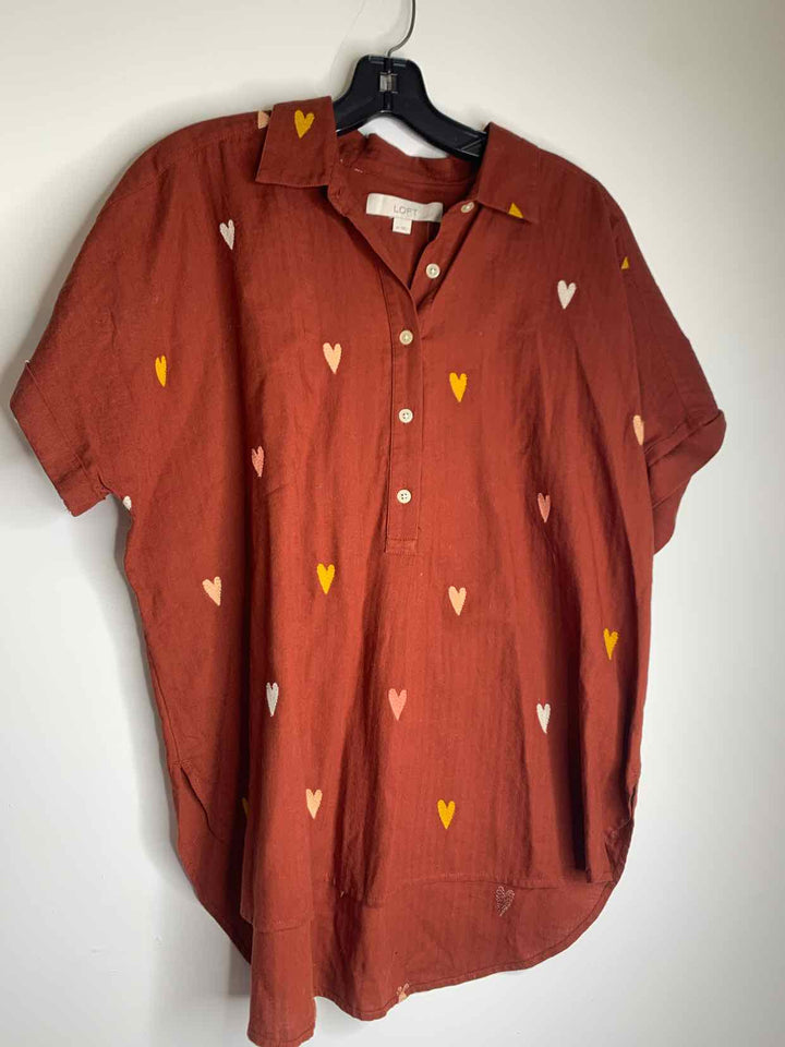 Loft Women Size M rust short sleeve top