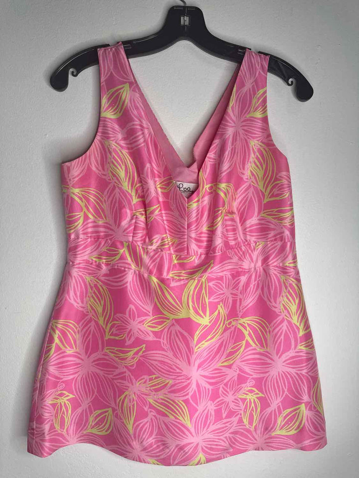 Lilly Pulitzer Size 8 Pink V-neck Floral sleeveless