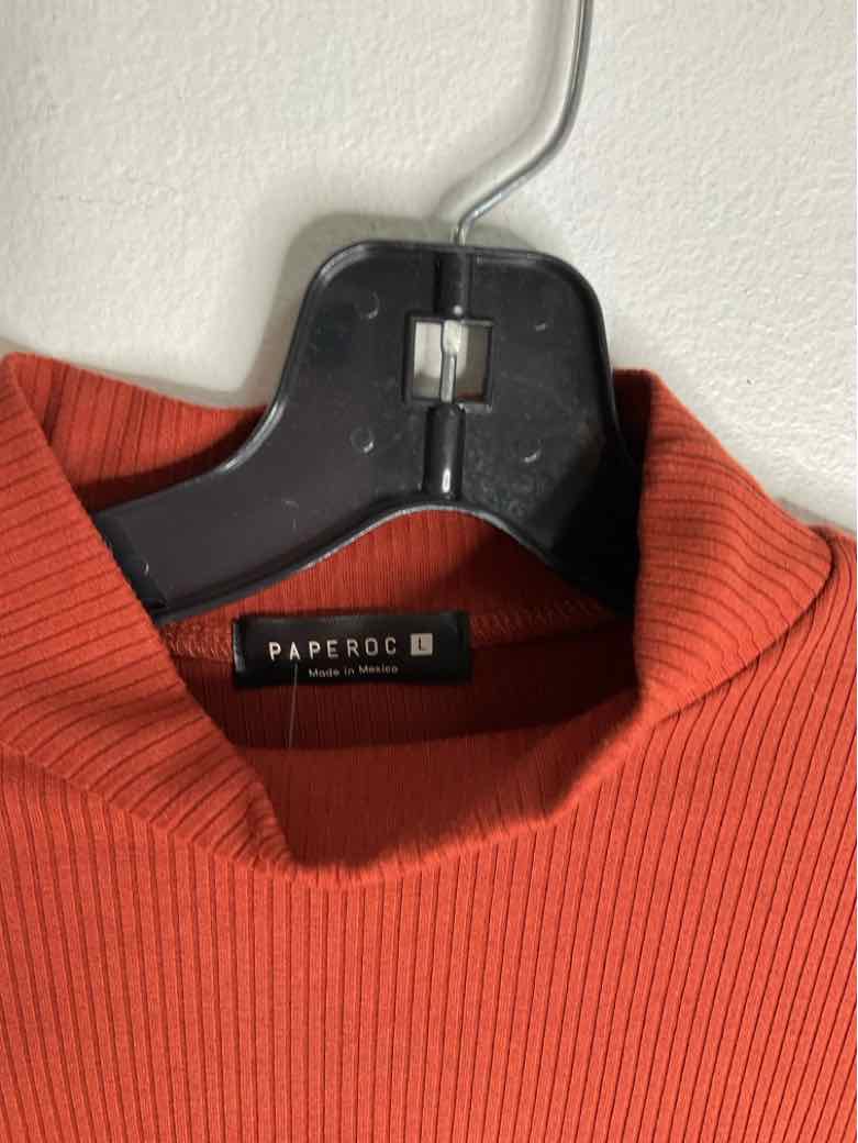 Paperoc Size L Rust High Neck long sleeve top