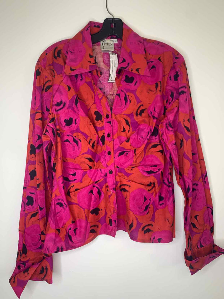 Finley Women Size L Hot Pink long sleeve top