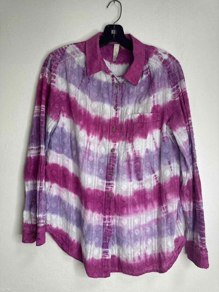 Pilcro Size S Pink Button Down Tye Dye long sleeve top