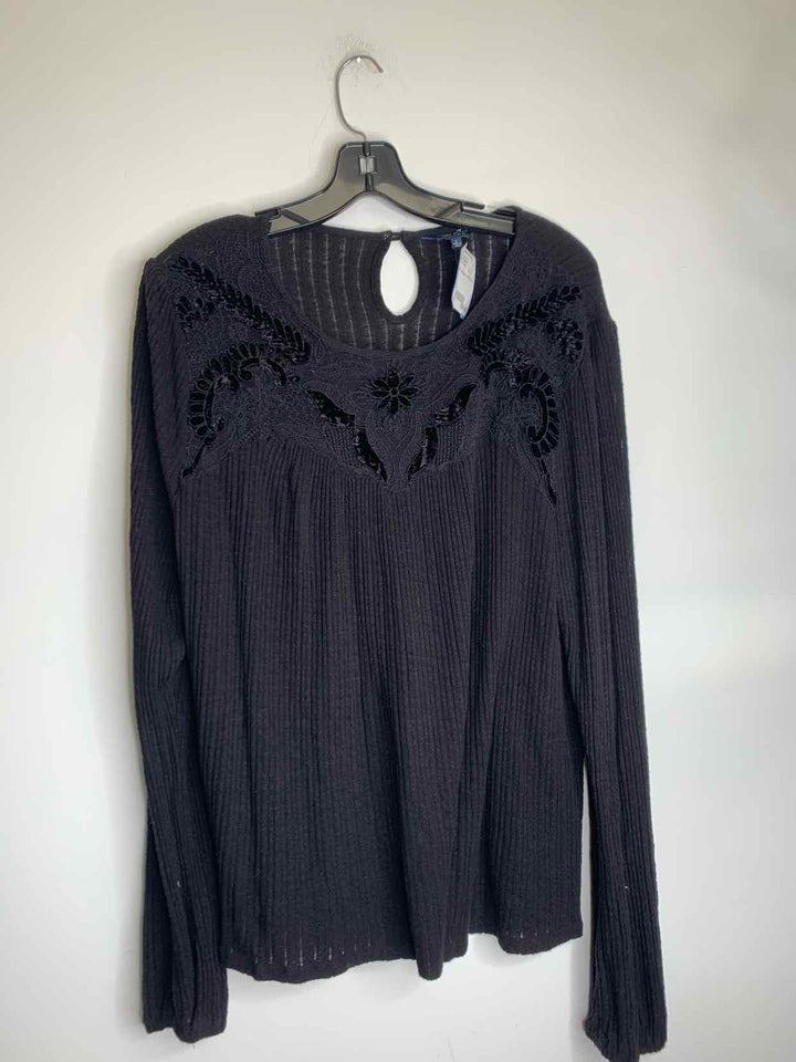 Lucky Brand Women Size L Black long sleeve top