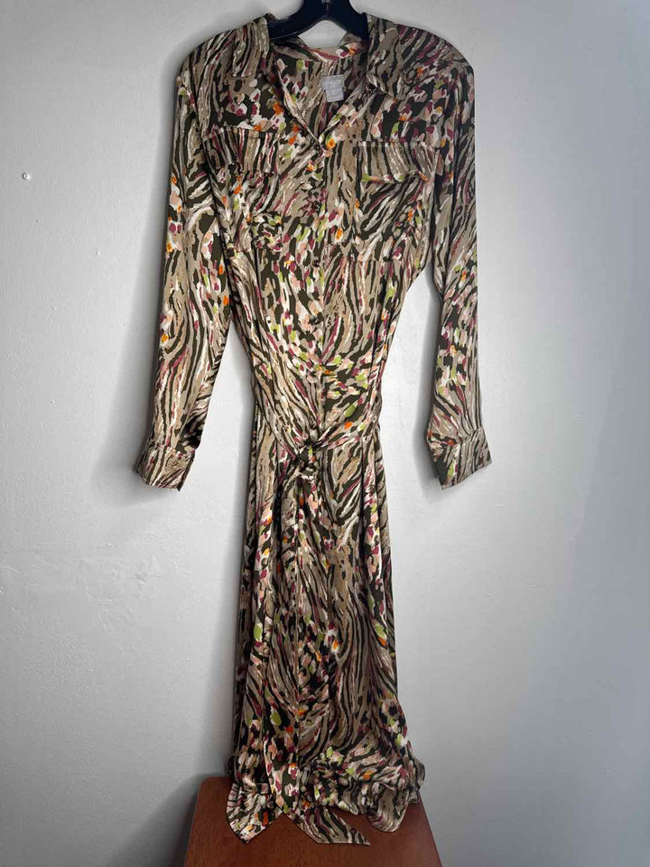 Chicos Size 2 Multi-Color Belted long sleeve dress