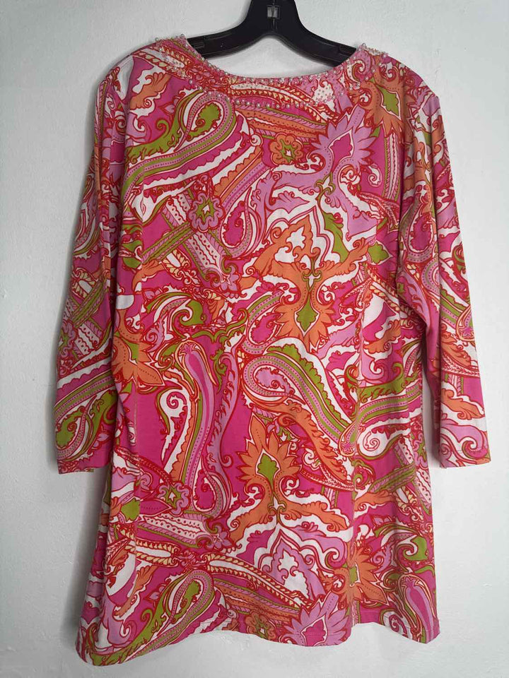 Soft Surroundings Size L Pink Beaded long sleeve top