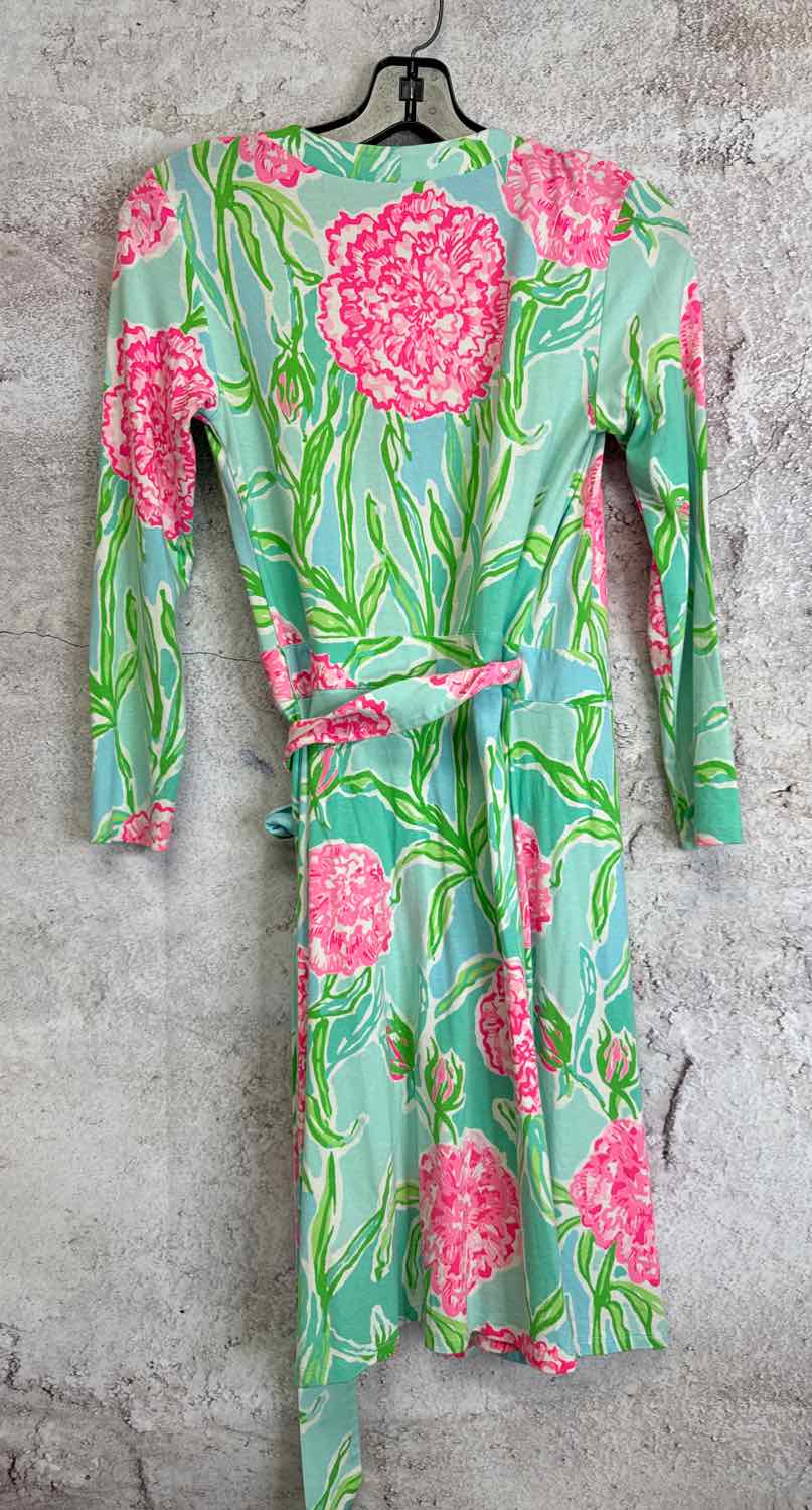 Lilly Pulitzer Size XS Pink Lime Green long sleeve dress
