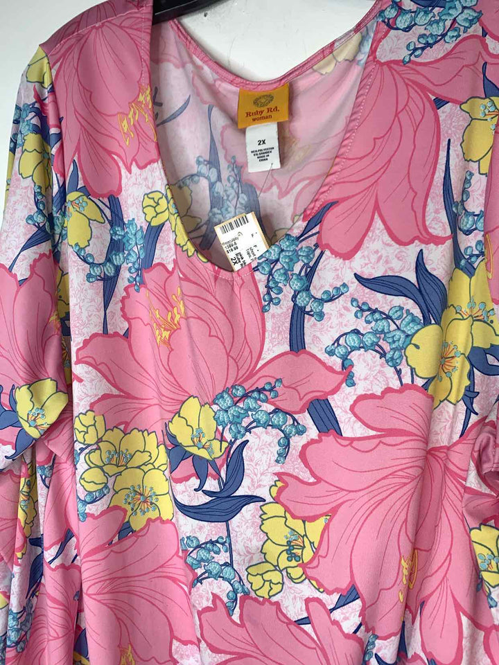 Ruby Rd. Women Size 2X Pink short sleeve top