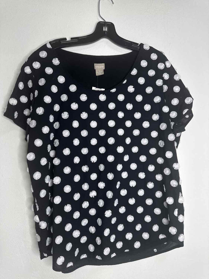 Chicos Size 2 Black short sleeve top