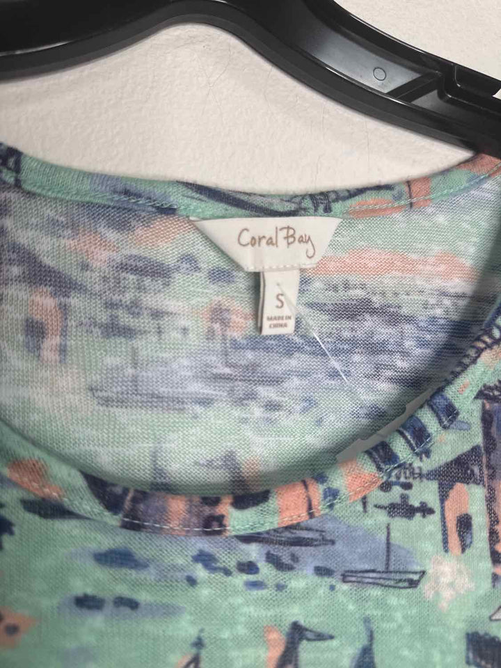Coral Bay Size S Teal City Scene sleeveless