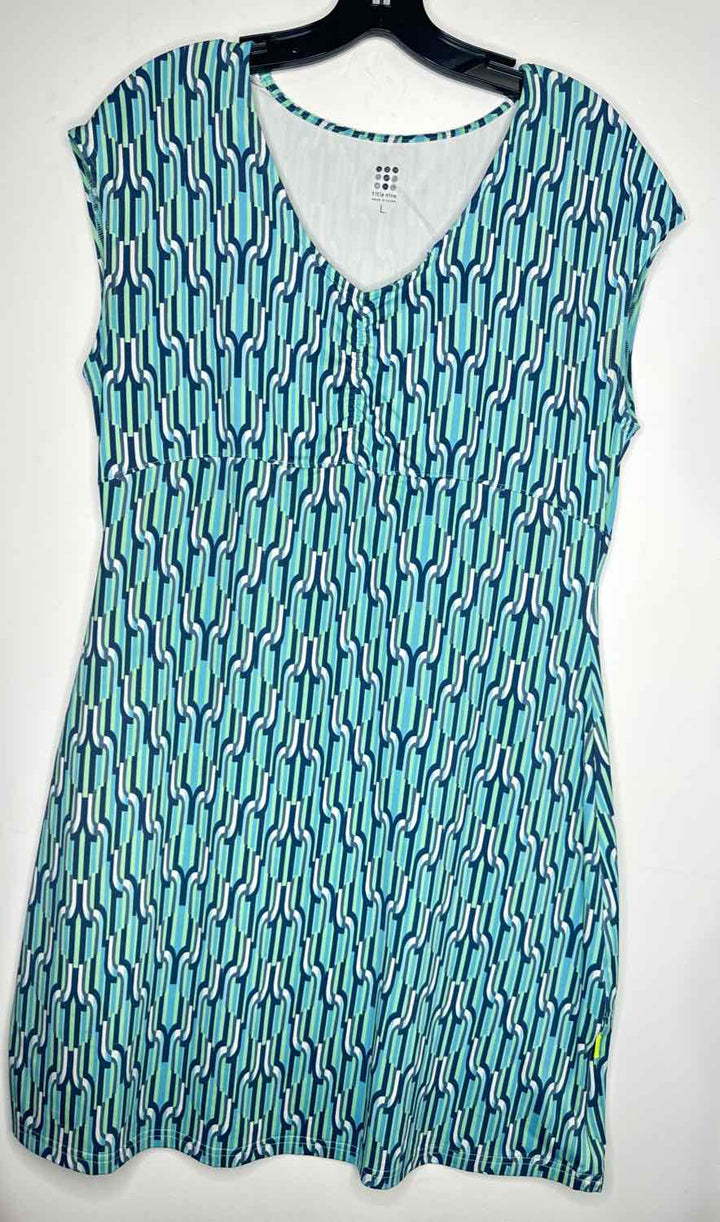 Women Size L title nine Teal sleeveless dress