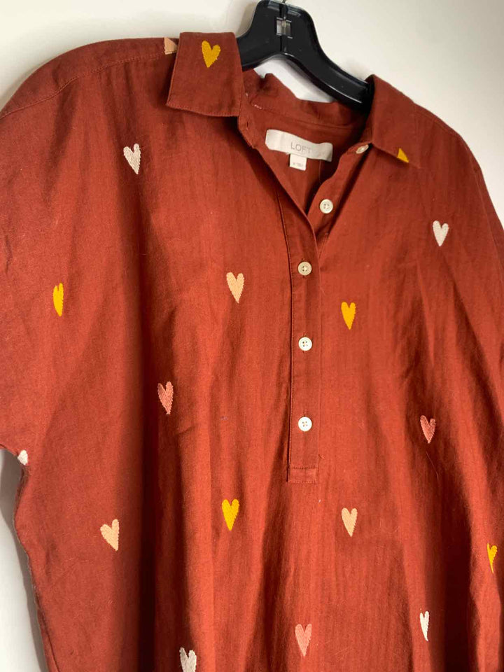 Loft Women Size M rust short sleeve top