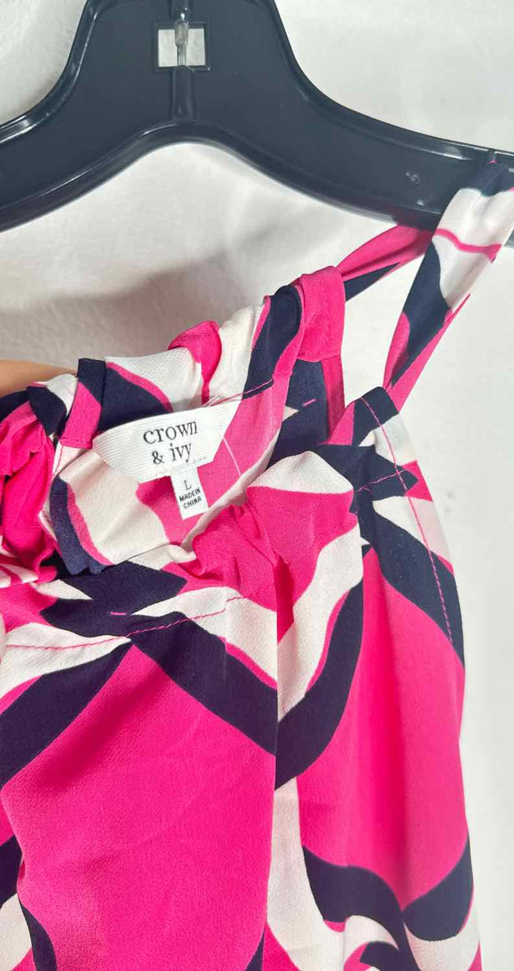 Crown & Ivy Size L Pink White strapless
