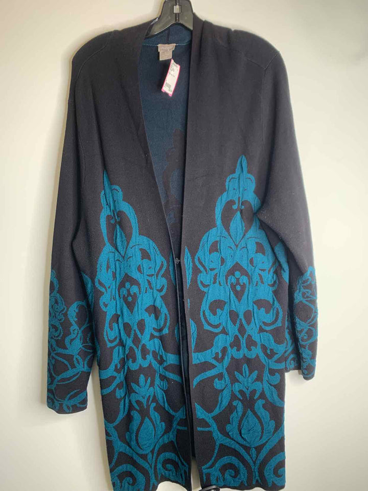 Chicos Women Size 3 Black cardigan