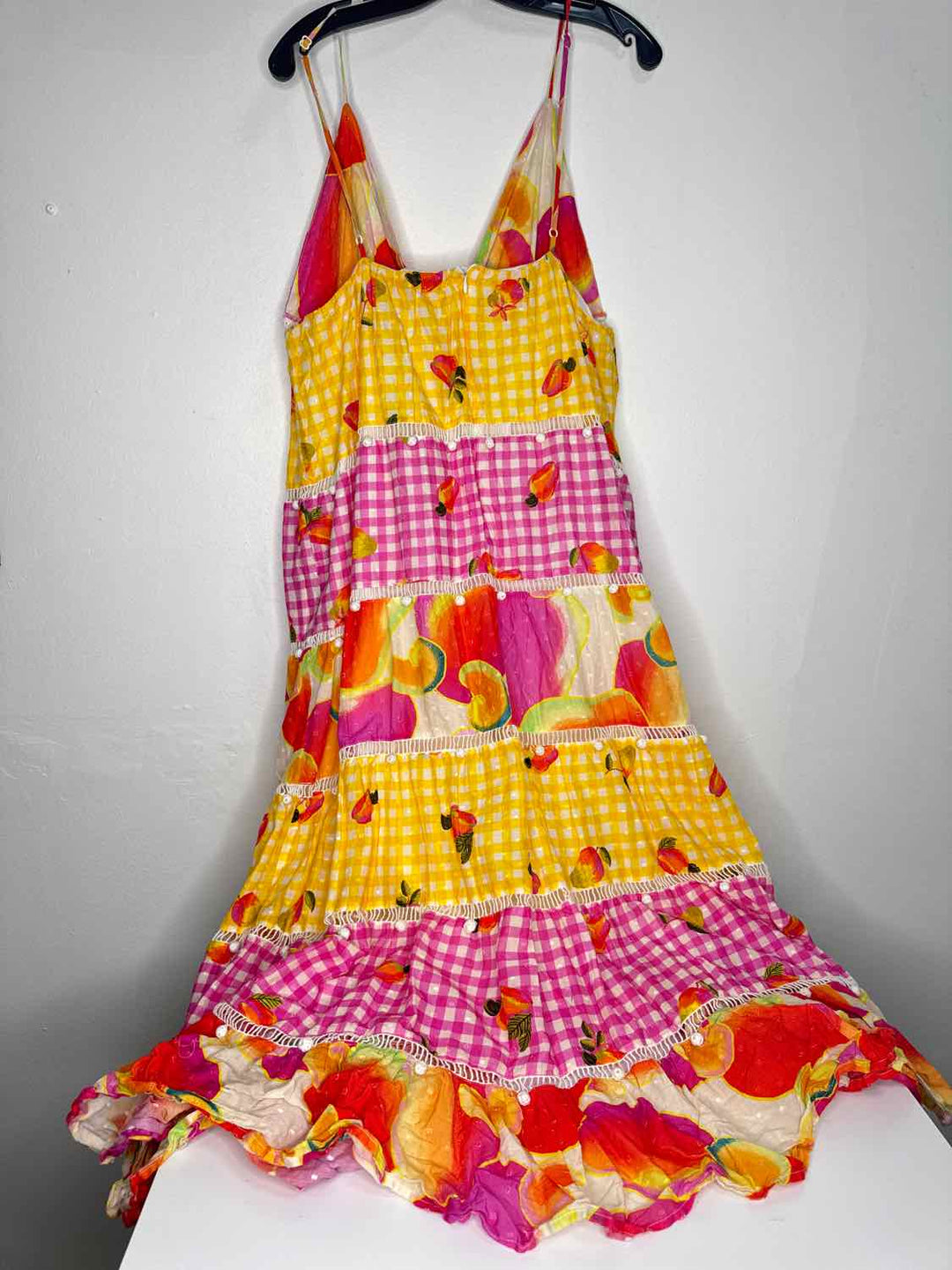 Farm Rio Size L Multi-Color Tassel spaghetti strap dress