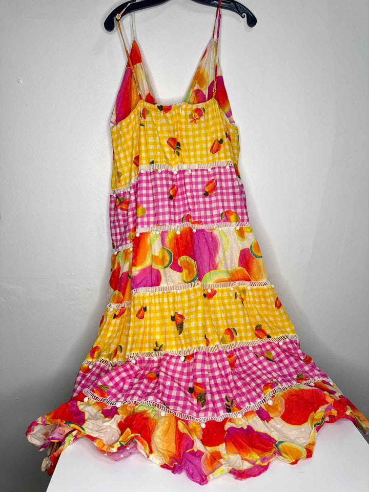 Farm Rio Size L Multi-Color Tassel spaghetti strap dress