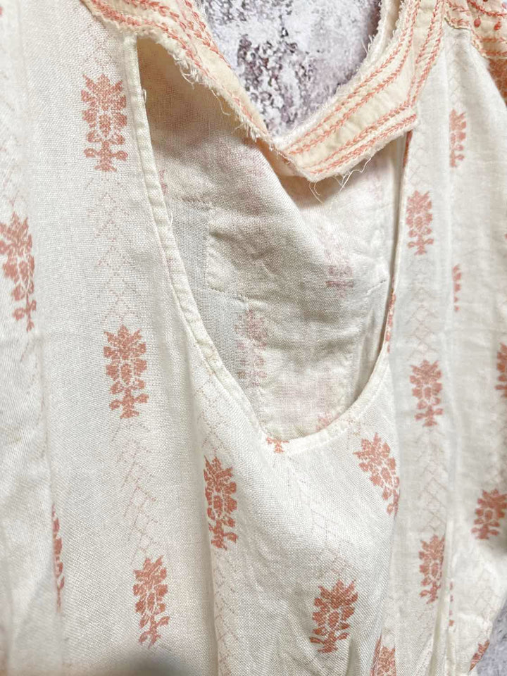 Free People Size S Ivory Scoop Neck short sleeve top