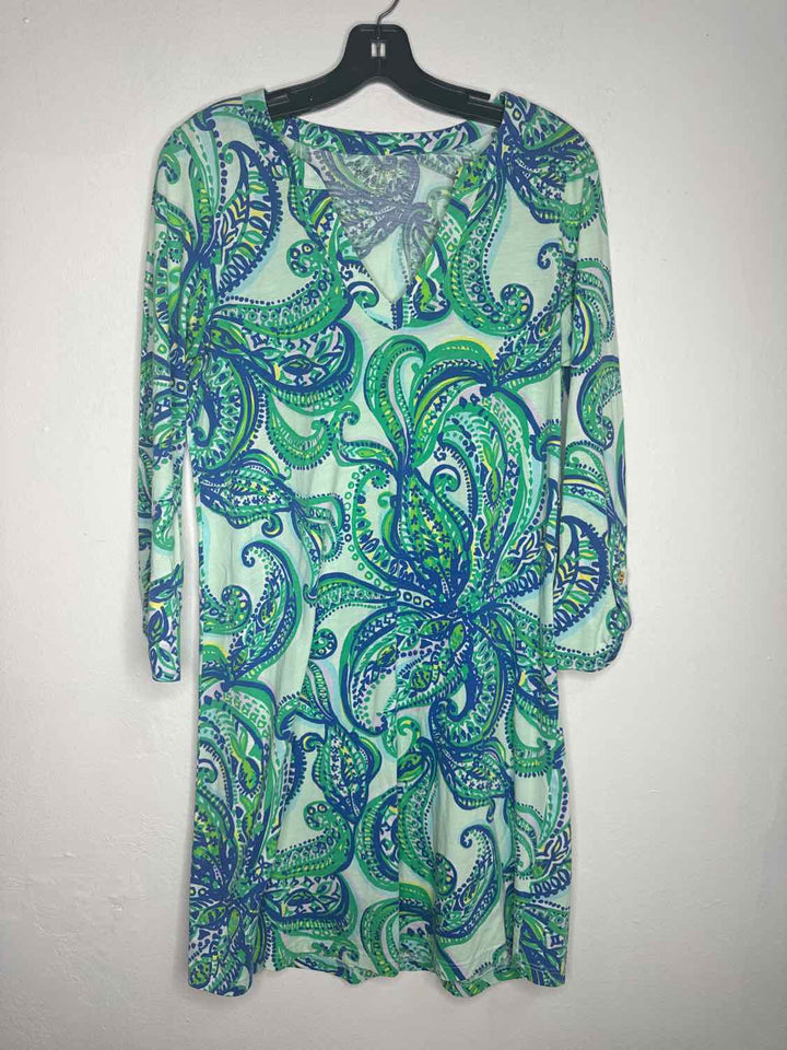 Lilly Pulitzer Size M Green Paisley 3/4 sleeve dress