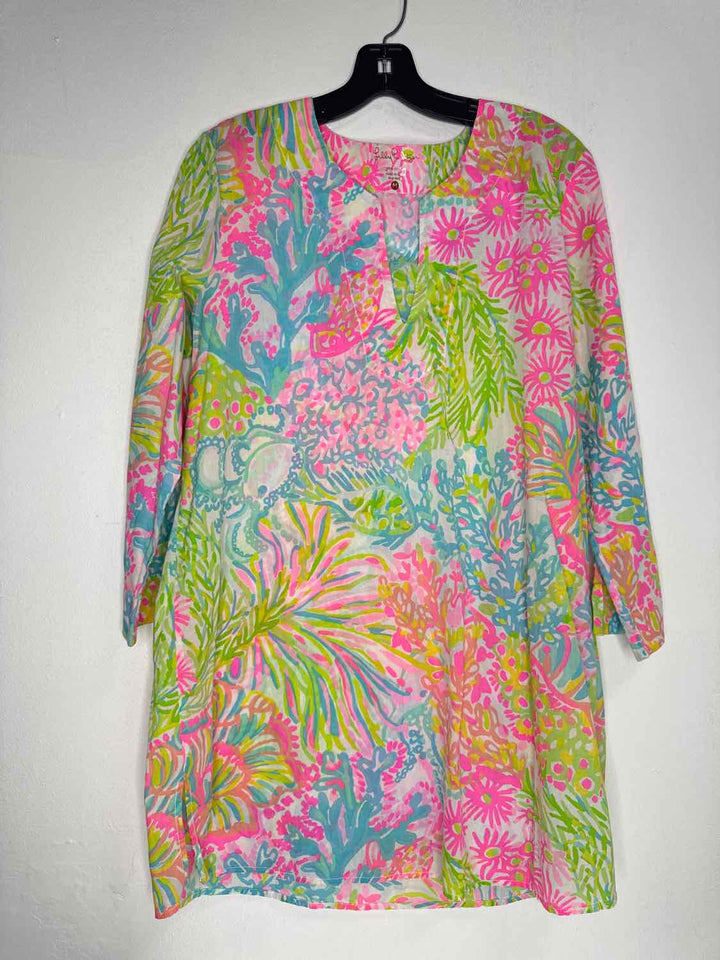 Lilly Pulitzer Size M Multi-Color Good Blue long sleeve dress