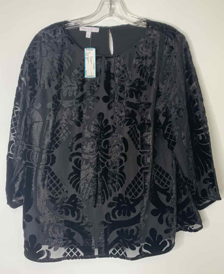 Talbots Women Size PL Black long sleeve top