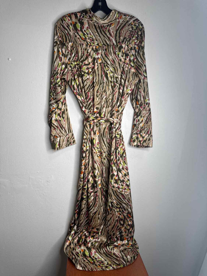 Chicos Size 2 Multi-Color Belted long sleeve dress