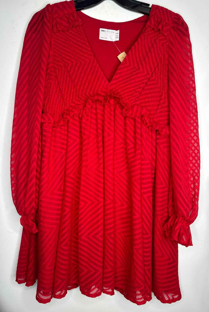 Women Size 6 Asos Red long sleeve dress