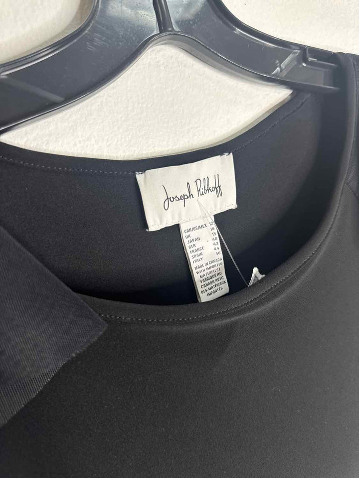 Joseph Ribkoff Size 12 Black Scoop Neck Flutter Sleeve short sleeve top