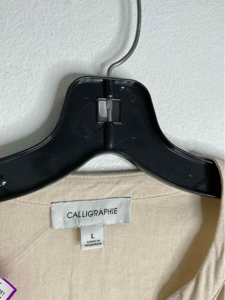 Calligraphie Size L Beige Button Down long sleeve top