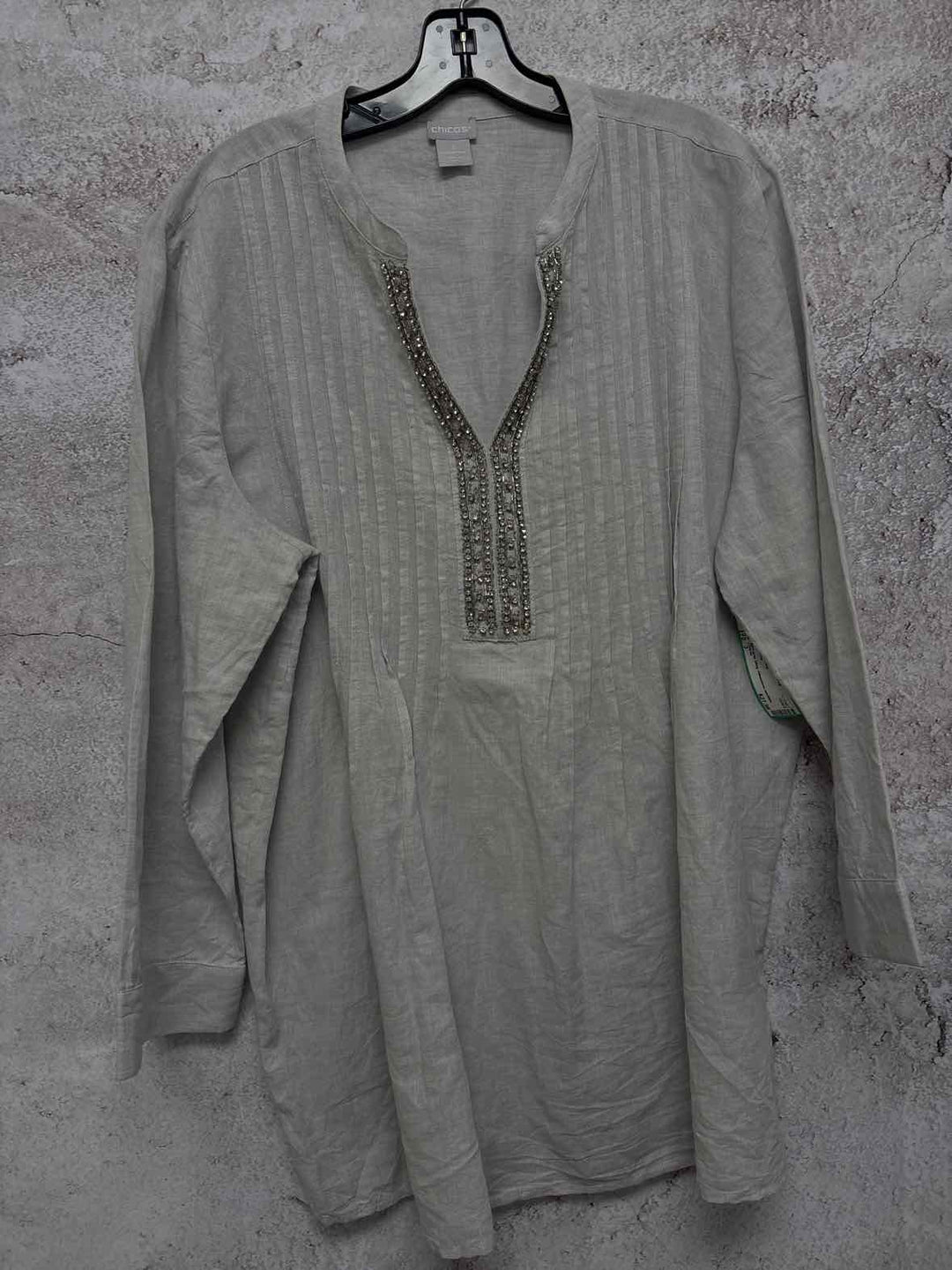 Chicos Women Size 3 Grey long sleeve top