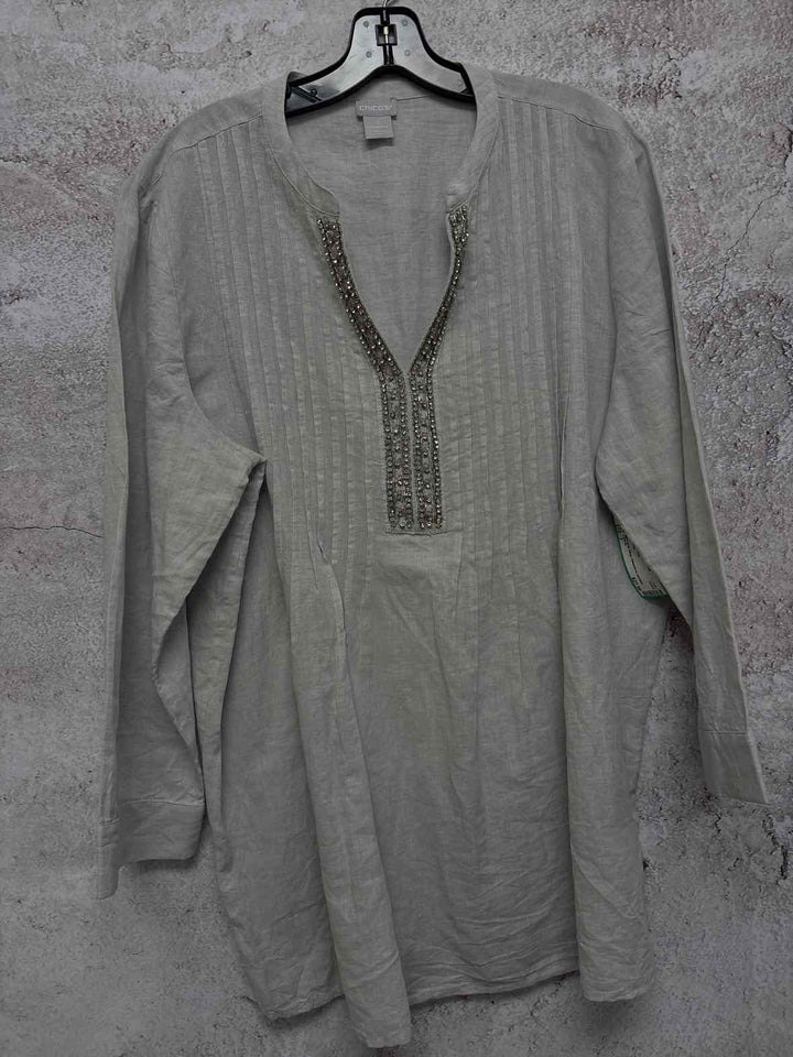 Chicos Women Size 3 Grey long sleeve top