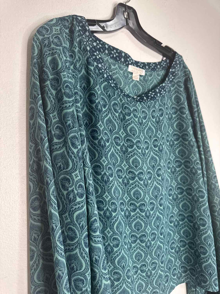 Finn & Grace Size L Teal Wide Sleeve long sleeve top