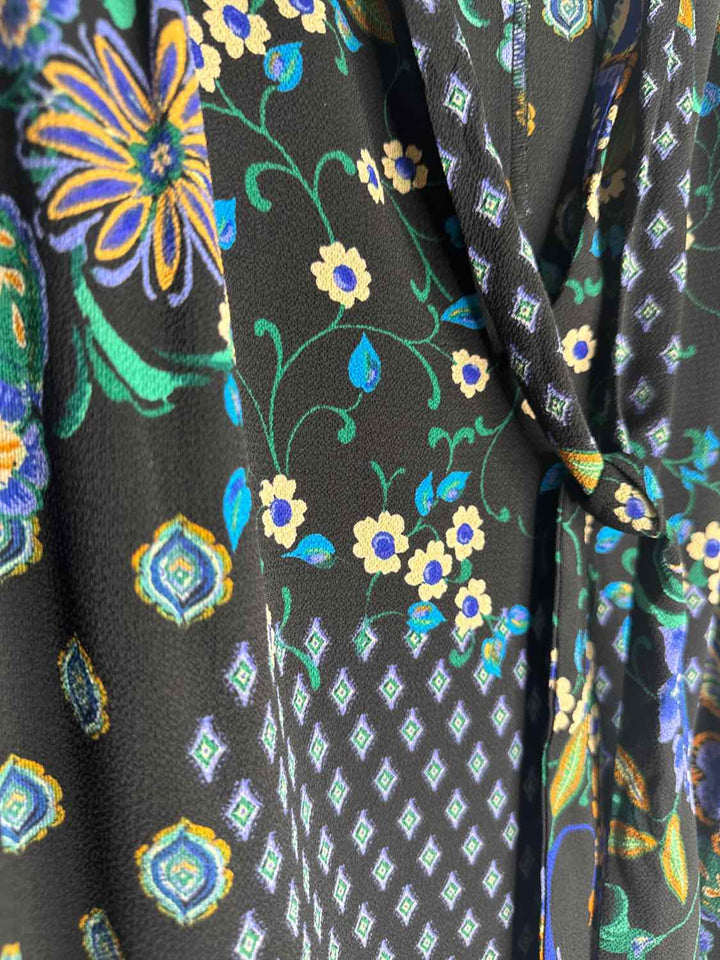 London Times Size 12 Black Multi Color long sleeve dress
