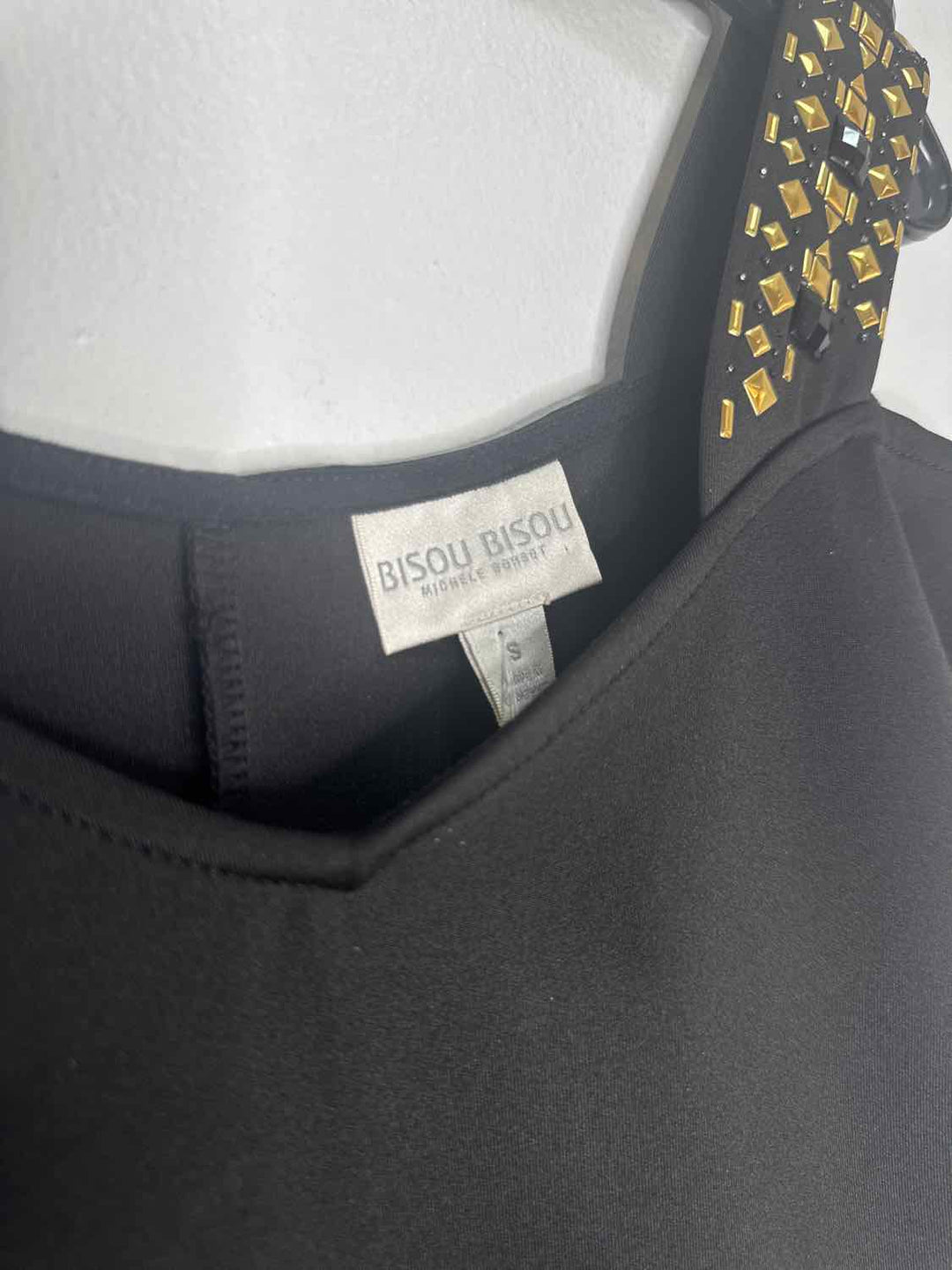Bisou Biou Size S Black Jeweled short sleeve top
