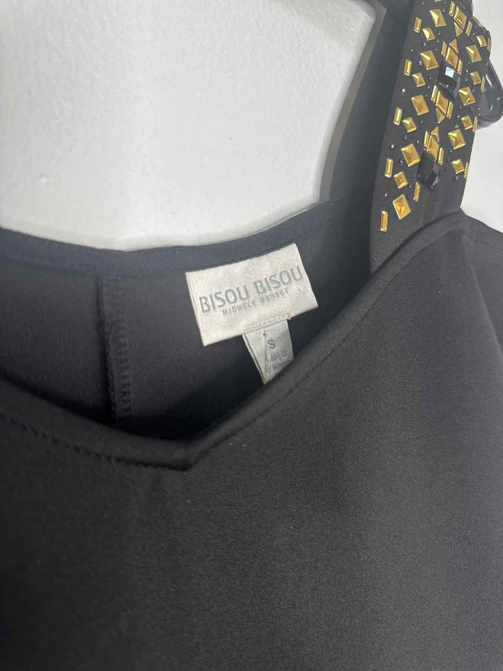 Bisou Biou Size S Black Jeweled short sleeve top