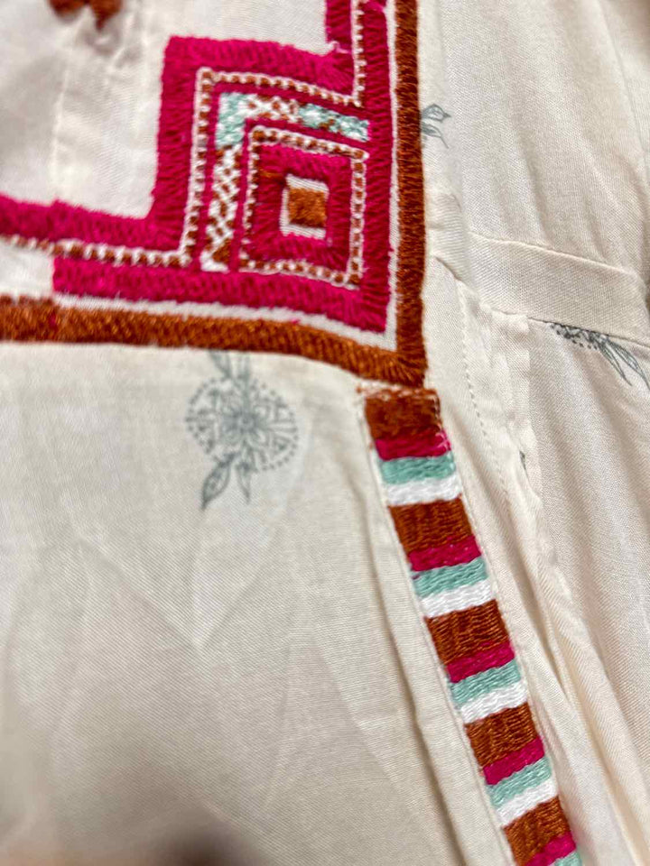 Free People Size S Ivory Aztec long sleeve dress