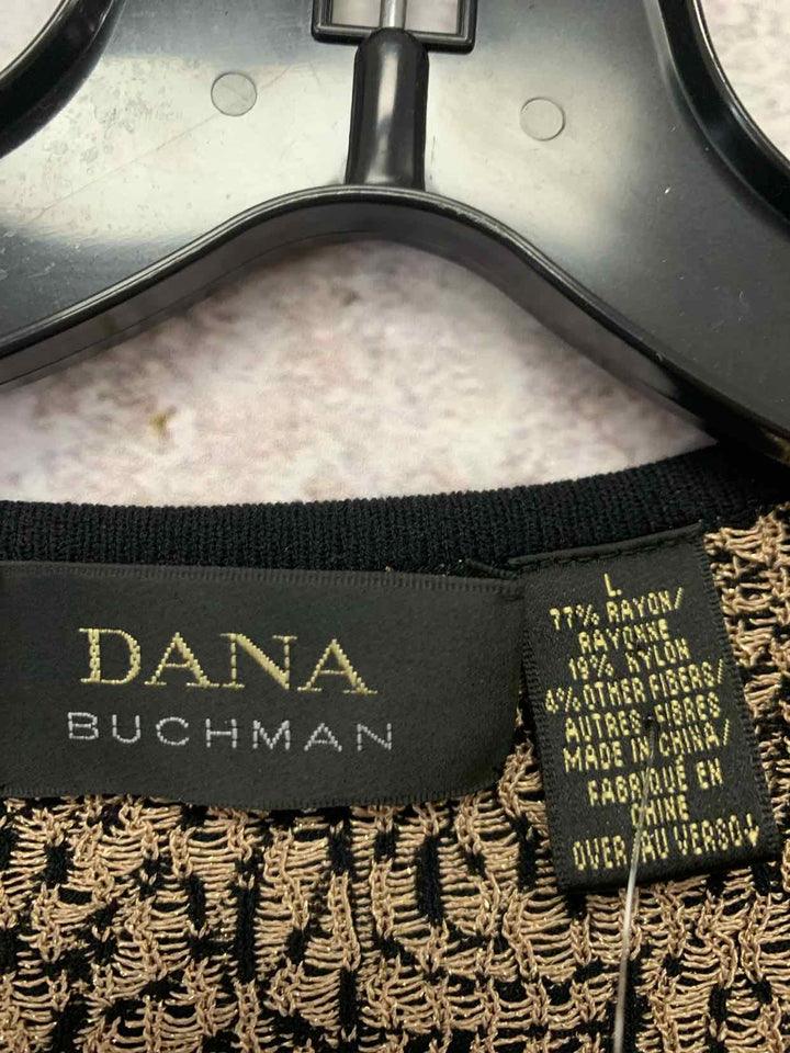 Dana Buchman Size L Black and Gold short sleeve top
