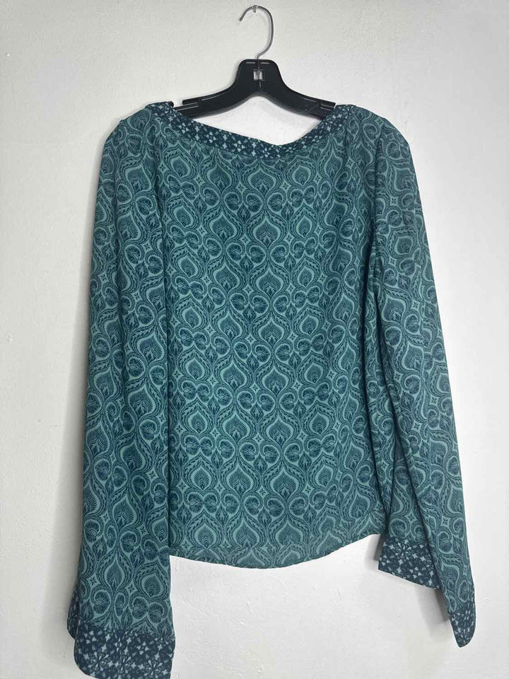 Finn & Grace Size L Teal Wide Sleeve long sleeve top