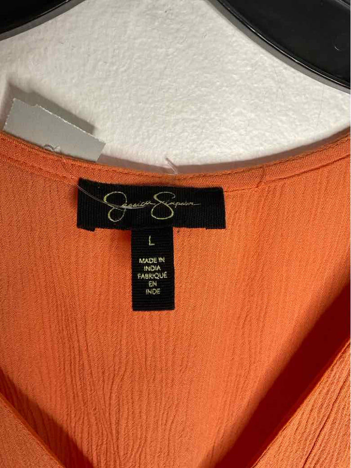 Jessica Simpson Size L Orange Solid short sleeve