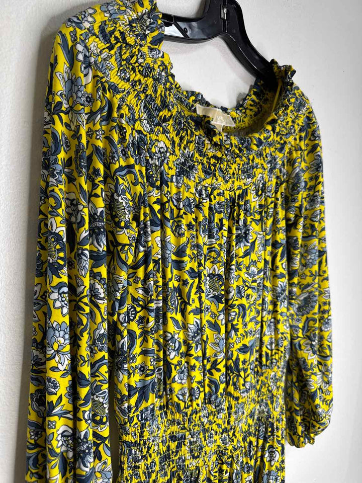 Michael Kors Size XS Yellow Gray long sleeve dress