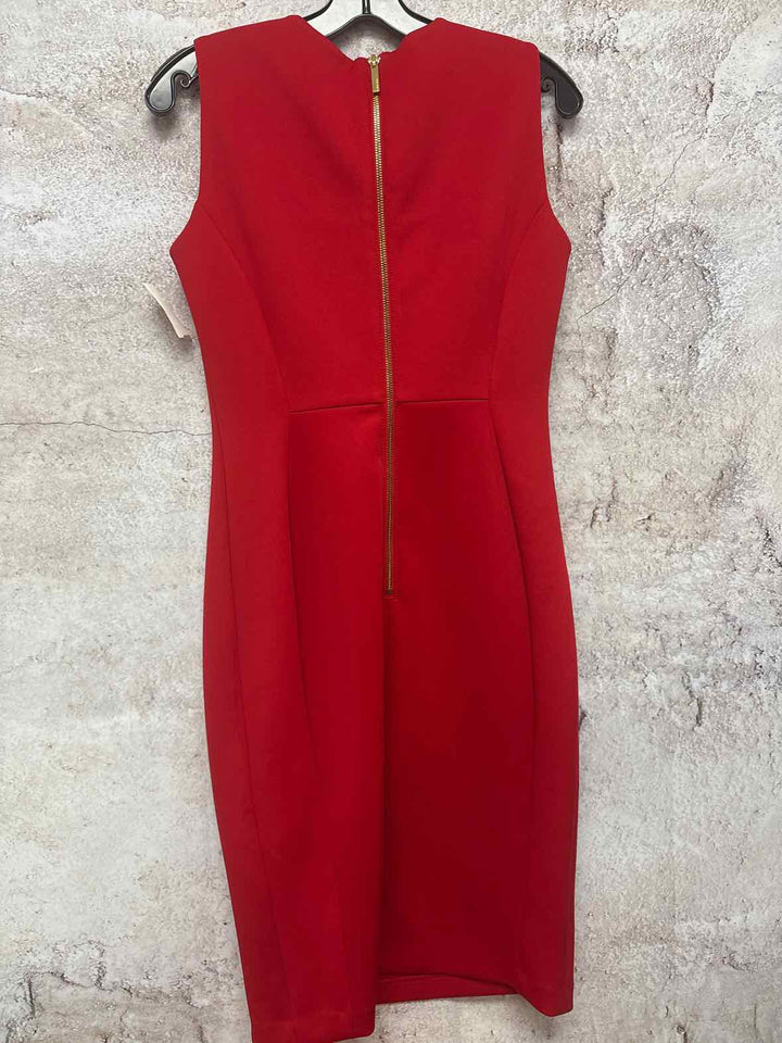 Women Size 6 Calvin Klein Red sleeveless dress