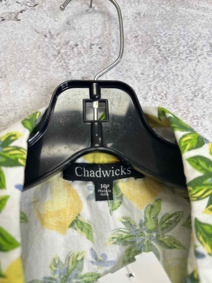 Chadwicks Size 14P Green V-neck Lemons short sleeve top